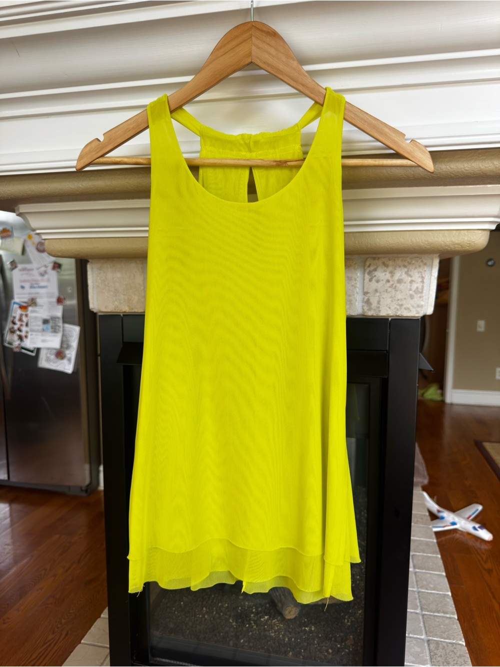 Oiselle‎ Neon Yellow Layered Mesh Running Racerback Marathon Hiking Small